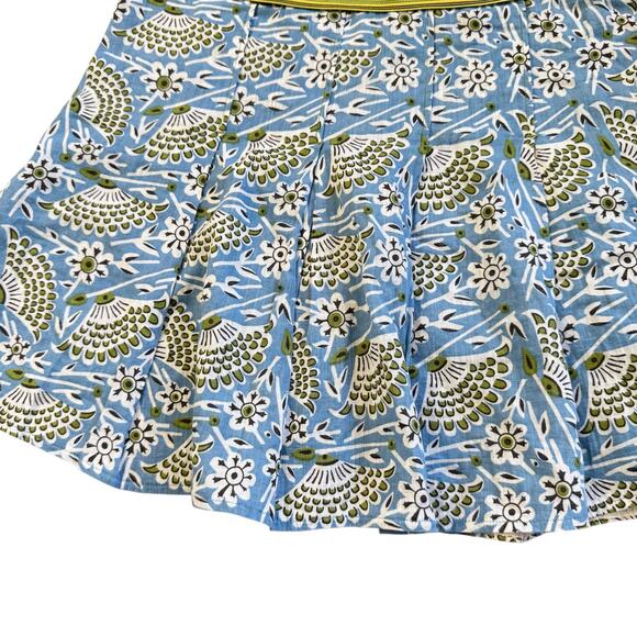 Free People Patterned Mini Skirt Beach Cover Up Semi Sheer Size 4 Blue Green - Picture 10 of 10